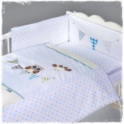 5-dielny posteľný komplet 135x100cm, Nočné sovičky/modrý